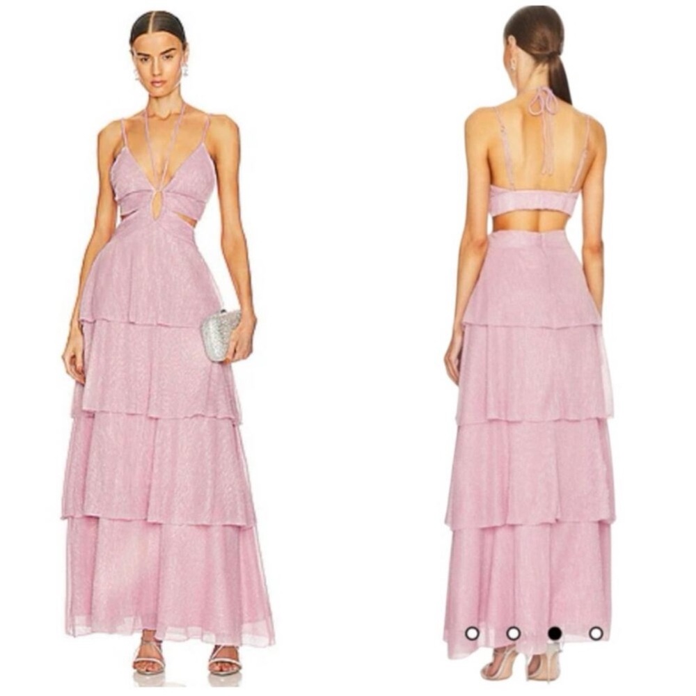Line & Dot Blush Tiered Maxi Dress